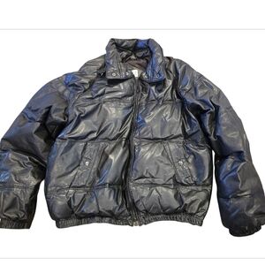 Vintage Caspi black leather puffer jacket size M/L (Unisex In My Opinion) Sz 40